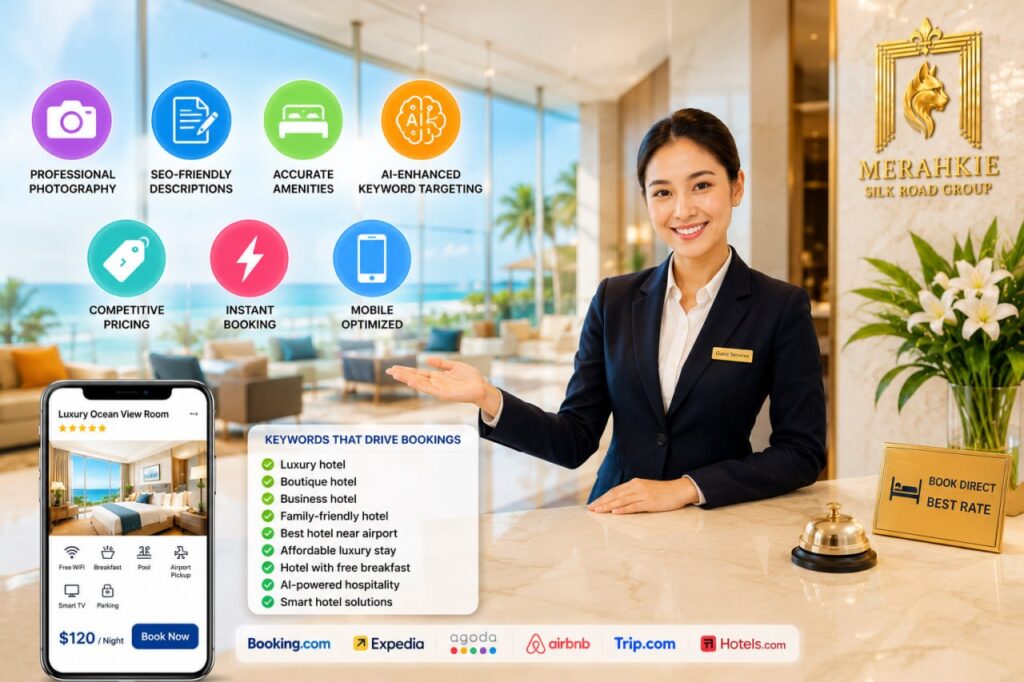 Hotel Website Development for Direct Bookings Modern hotel website development with booking engine, mobile-friendly design, and SEO to increase direct hotel bookings.